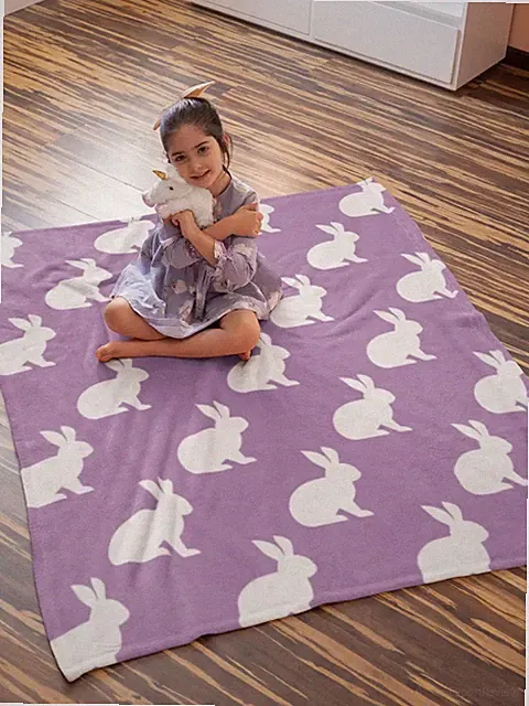 Bunny Easter Blanket Throw Soft Cozy Kids Adult Gift Decor
