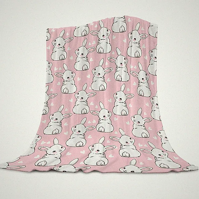 Bunny Easter Throw Blanket Rabbits Flannel Fleece Warm Soft Bed 50x60 Inch