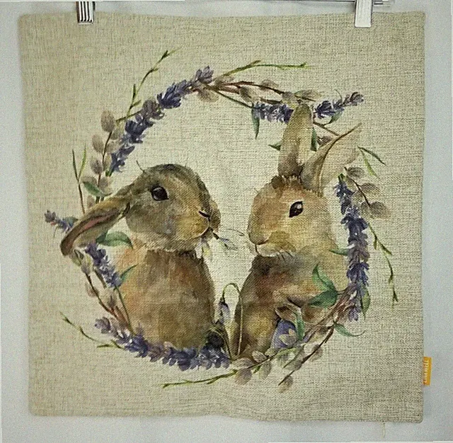 Bunny Pillow Sham Linkwell Brand Bottom Zipper Square 16 3/4" New Decor