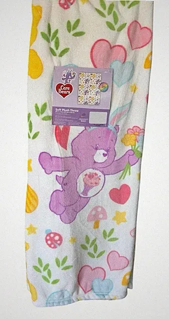 Care Bears Easter Basket Spring Flowers Bouquet Hearts 50X70" Throw Blanket NEW