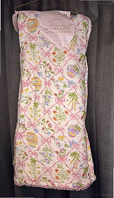 Delphine Home Reversible Dreamy Gauze To Cozy Plush Blanket 50x70, Easter, New