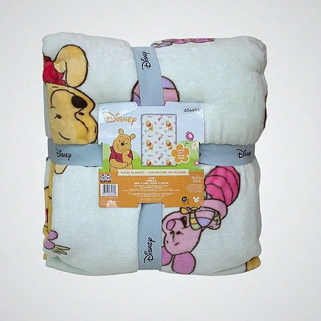 Disney Winnie The Pooh Twin Plush Blanket 60"x90" Super Soft Easter Eggs Green