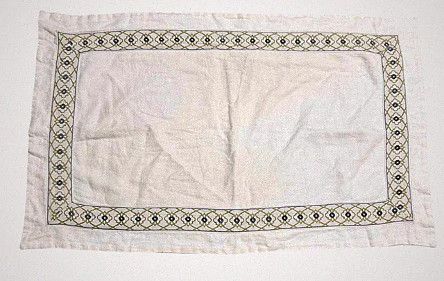 Easter Accents King Pillow Sham White W/Blue Flower Embroidered 38x25" Stained