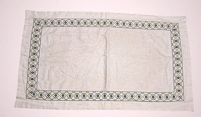 Easter Accents King Pillow Sham White W/Blue Flower Embroidered 41x25" Stained