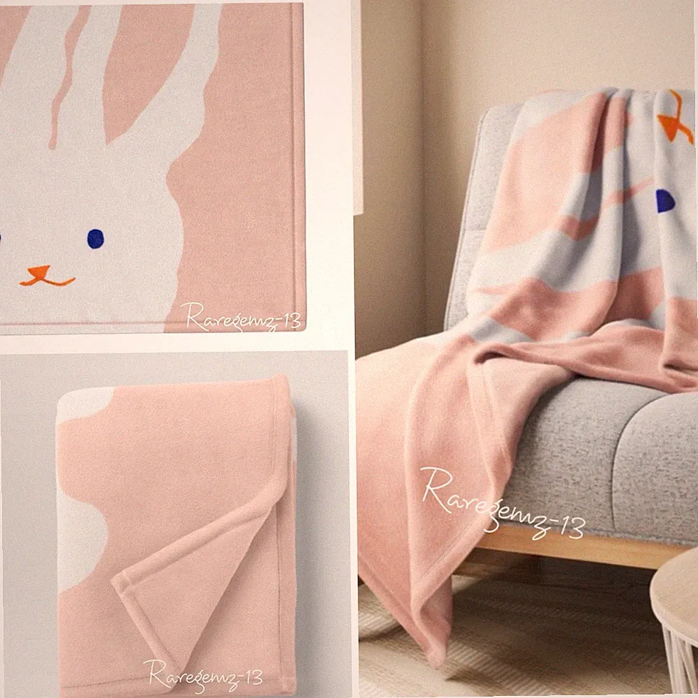 Easter Blanket 50”x60” Throw With Bunny Easter Basket NWT