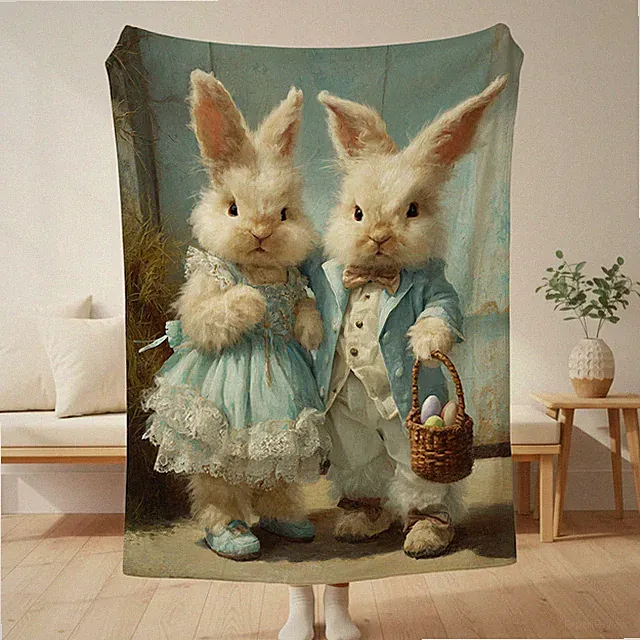 Easter Bunnies Kids Blanket Soft Throw Easter Basket Gift Baby Todd