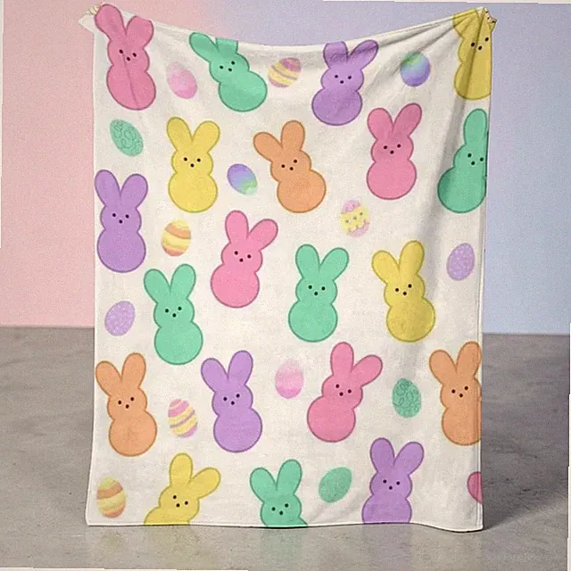 Easter Bunny Chick Soft Throw Blanket Kids Baby Adult Easter Day Gift