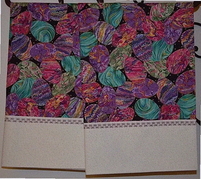 Easter Pillowcases Two Handmade standard queen Cotton New turquoise plum Eggs