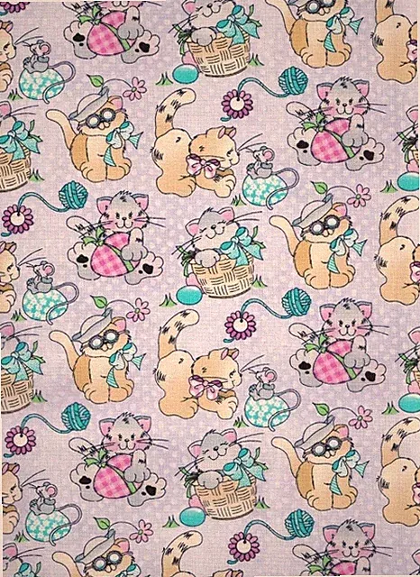 Fabric Tradition - Easter - Cats 🐈 And Eggs Purple Quilting & Crafting Fabric