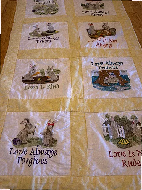 Handmade Easter Quilt Throw Yellow 23 X 39