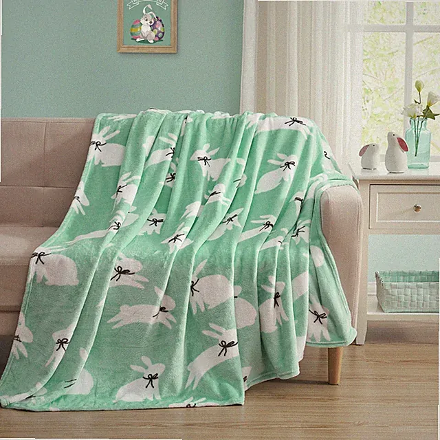 Kate Aurora Hopping Easter Bunnies Soft & Plush Oversized Accent Throw Blanket
