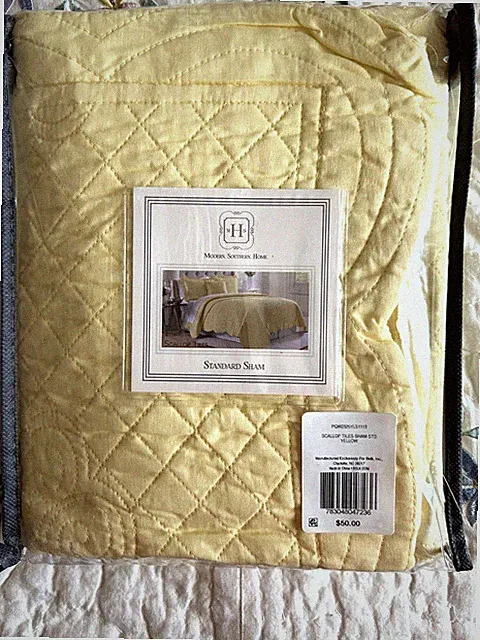 Modern South Home 1 Sham Spring Cotton Yellow Quilted Scallopd Standard 20”x 26"