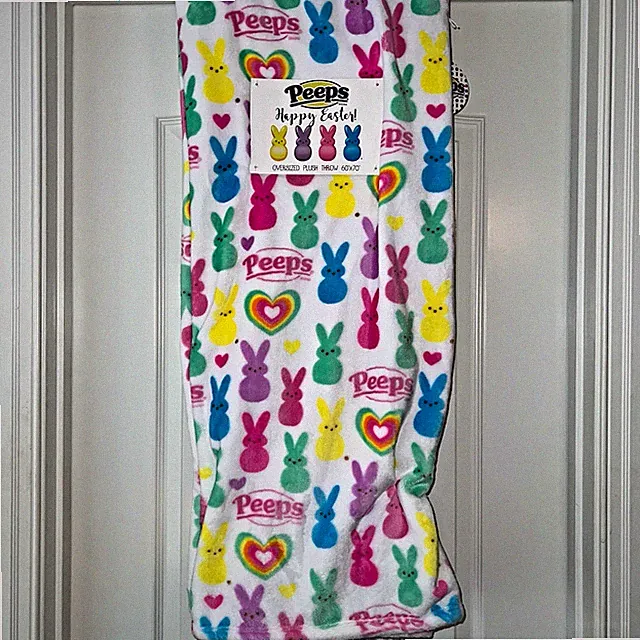 NWT Peeps Spring Happy Easter Bunny Throw Blanket 60"x70"