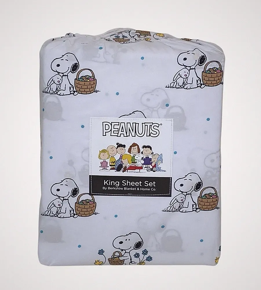 Peanuts Snoopy King Sheet Set Berkshire Easter Spring Basket Floral NEW 2026