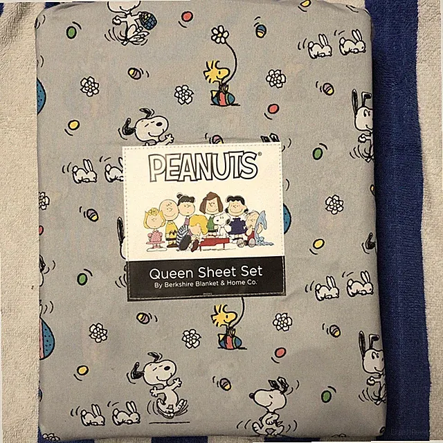 Peanuts Snoopy Queen Sheet Set By Berkshire Easter Basket Eggs Spring Polyester