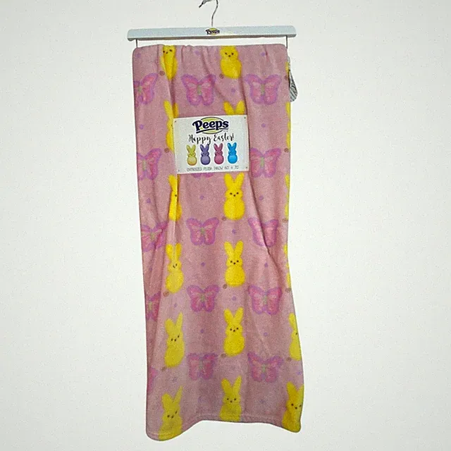 PEEPS Brand HAPPY EASTER Oversized Plush Throw 60" x 70"