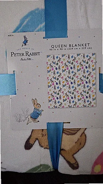 Peter Rabbit Easter Egg Pattern Queen Blanket Easter 90”x90” NWT