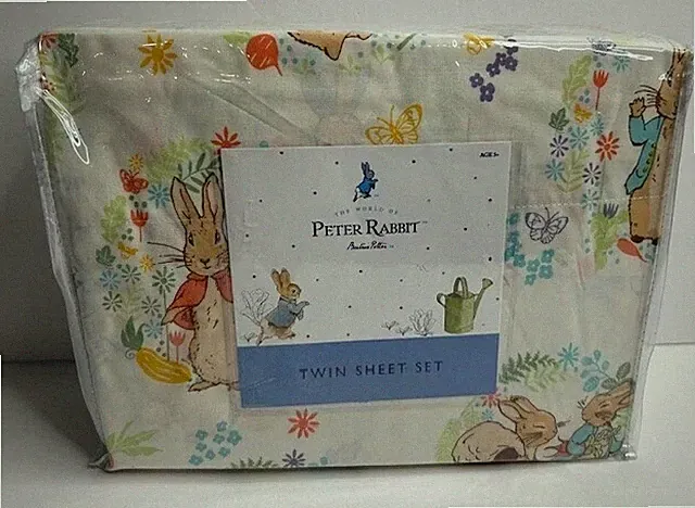 Peter Rabbit TWIN Sheet Set Beatrix Potter 100% Cotton Easter sheets NEW