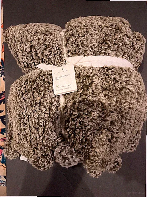 POTTERY BARN COZY POM PLUSH THROW Sherpa BLANKET Heathered Gray 50X60 Easter NEW