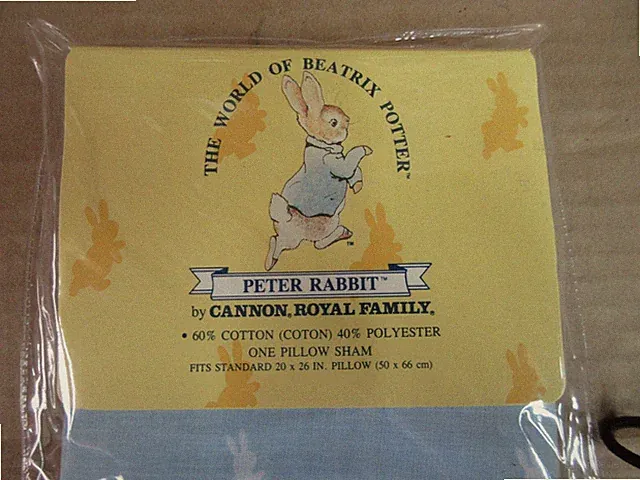 RARE Vintage 1980s Peter Rabbit Standard Pillowcase Sham Beatrix Potter NEW NOS