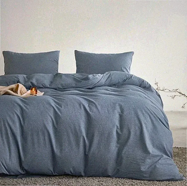 Room Essential Duvet Cover Soft Textured Reversible Quilt Bedding Blue 66x94 In