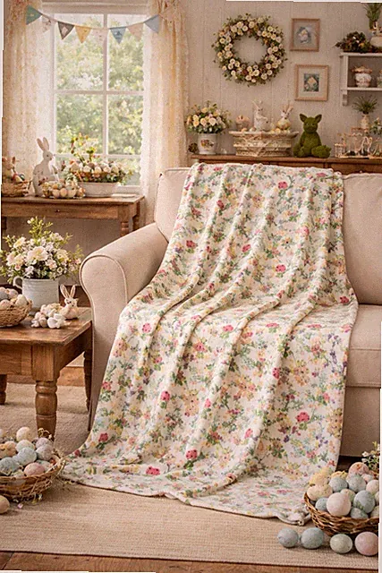The Farmhouse Rachel Ashwell Easter Throw 60x70 inches Grannycore Cottagecore