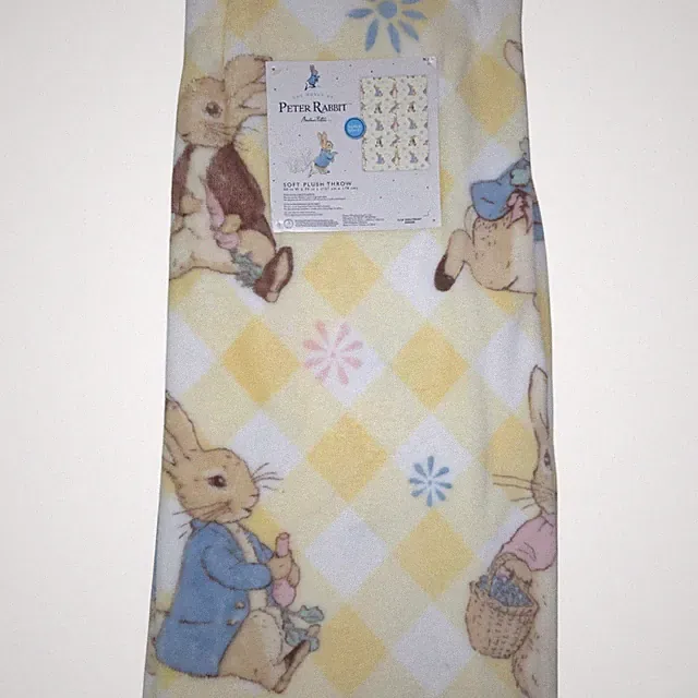 The World Of Peter Rabbit Soft Plush Throw 50"x70" Yellow Bunny Easter Spring
