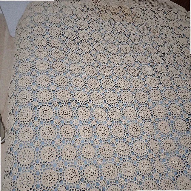 VINTAGE Blanket /Tablecloth Bedspread Crochet beige