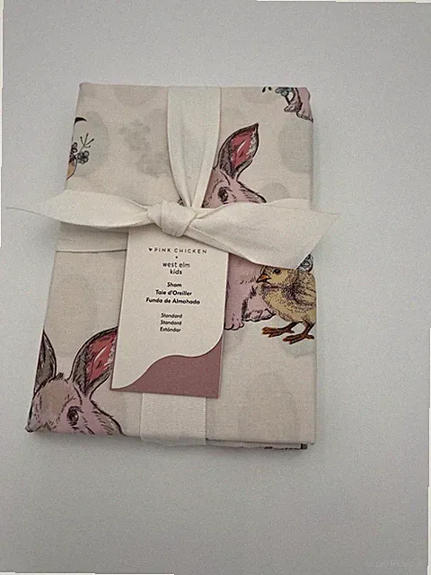 West Elm Pink Chicken Bunny Standard Sham Multi